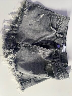 Zara Black-Grey Washed Denim Shorts
